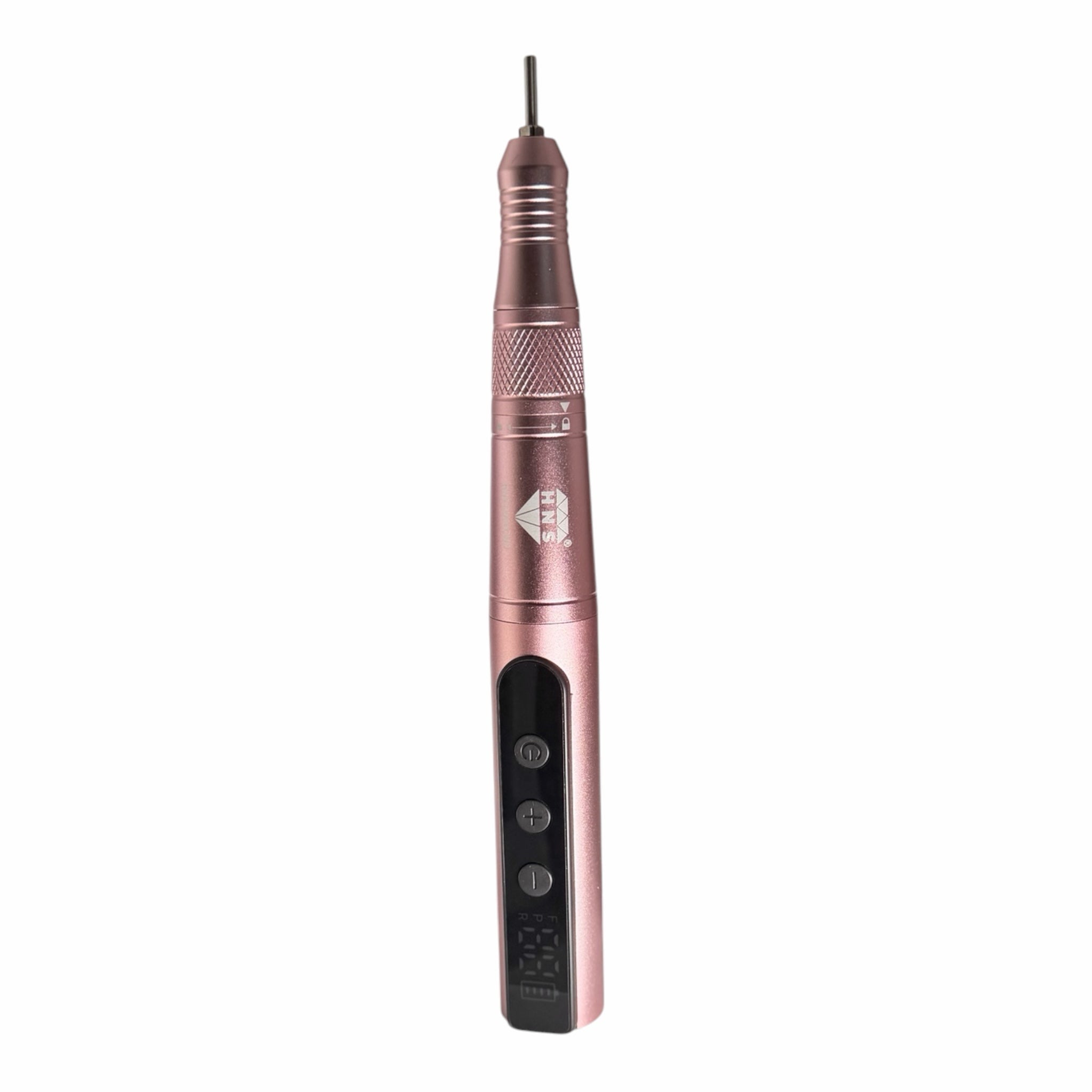 My Store HNS Diamond rose gold electric nail drill handpiece with digital display and adjustable speed controls.