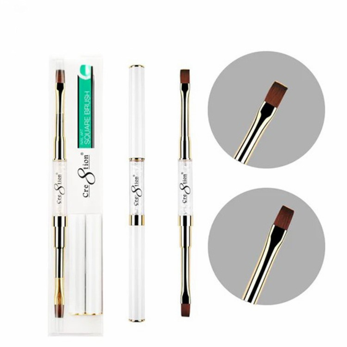 Cre8tion Duo Nail Art Brush Square #8 - Square #10