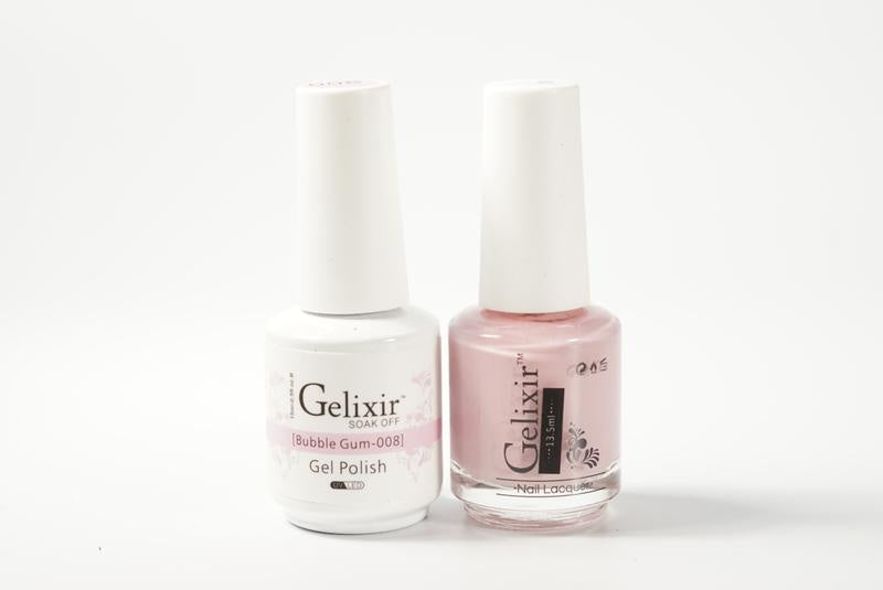 Gelixir Nail Polish Gel & Matching Lacquer Bubble Gum 1 PK #008