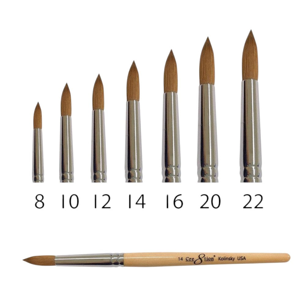 Cre8tion Kolinsky Acrylic Brush - Yellow Wood Handle