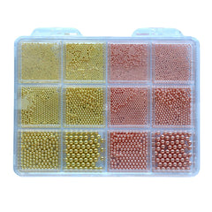 Cre8tion Nail Art Accessory Assorted Rose Gold & Gold Beads 05