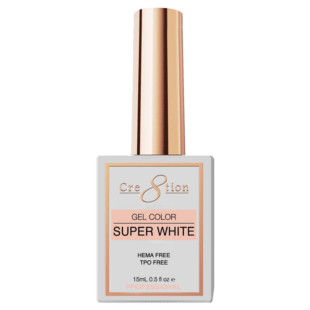 Cre8tion Soak Off Gel - Super White 0.5oz (HEMA/TPO Free)